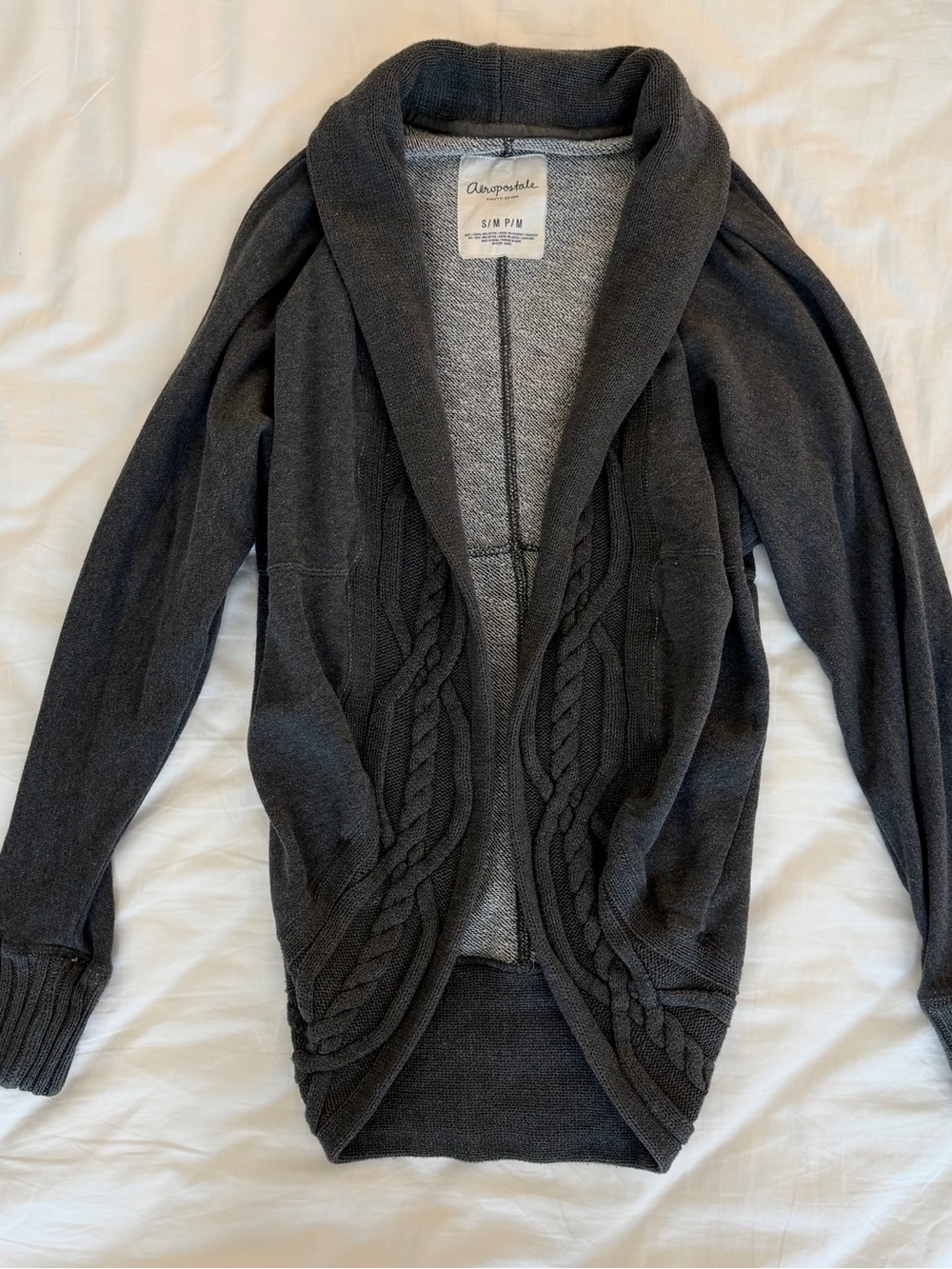Aeropostale Dark Grey Open Front Cardigan